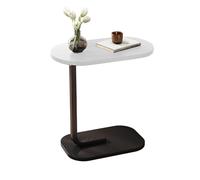 C Shaped End Table Snack Side Table Slide Under Couch Sofa Small Oval Table for Small Spaces Solid Metal Frame Slim Coffee Table Nightstand for Bedroom Home Office