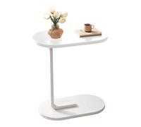 C Shaped End Table Snack Side Table Slide Under Couch Sofa Small Oval Table for Small Spaces Solid Metal Frame Slim Coffee Table Nightstand for Bedroom Home Office
