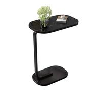 C Shaped End Table Snack Side Table Slide Under Couch Sofa Small Oval Table for Small Spaces Solid Metal Frame Slim Coffee Table Nightstand for Bedroom Home Office