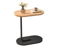 C Shaped End Table Snack Side Table Slide Under Couch Sofa Small Oval Table for Small Spaces Solid Metal Frame Slim Coffee Table Nightstand for Bedroom Home Office