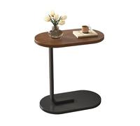 C Shaped End Table Snack Side Table Slide Under Couch Sofa Small Oval Table for Small Spaces Solid Metal Frame Slim Coffee Table Nightstand for Bedroom Home Office