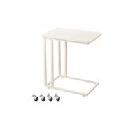 Versatile Cream White Side Table with Rolling Castors for Living Room or Bedroom