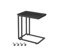 C-Shaped End Table with Castors, Rustic Brown + Black