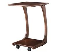 C Shaped End Table with Wheels - Adjustable 2 Tier Wooden Accent Table for Couch, Living Room, and Bedroom