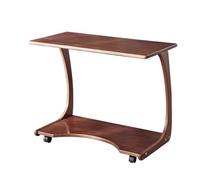 C Shaped End Table with Wheels - Adjustable 2 Tier Wooden Accent Table for Couch, Living Room, and Bedroom