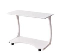 C Shaped End Table with Wheels - Adjustable 2 Tier Wooden Accent Table for Couch, Living Room, and Bedroom