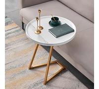 C Shaped End Table - Wood and Metal Side Table for Small Spaces, Ideal for Coffee or Laptop Use with Non-slip Pads