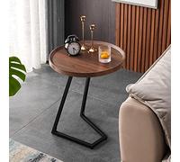 C Shaped End Table - Wood and Metal Side Table for Small Spaces, Ideal for Coffee or Laptop Use with Non-slip Pads
