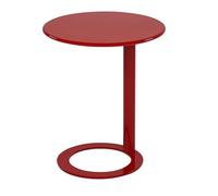 C-Shaped Gold Accent Table - Modern Small Round Base Side Table for Living Room & Bedroom Chic Red Nightstand Stylish Space-Saving Furniture (23.6" W x 29" H)