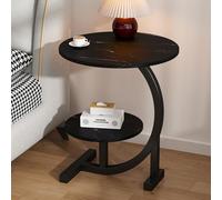 C-Shaped Metal Frame Side Table - 2-Tier Round Coffee Table with Storage for Living Room & Bedroom - Easy Assembly, Modern Design, Space-Saving Furniture