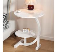 C-Shaped Metal Frame Side Table - 2-Tier Round Coffee Table with Storage for Living Room & Bedroom - Easy Assembly, Modern Design, Versatile & Stylish