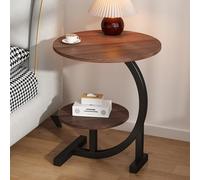 C-Shaped Metal Frame Side Table - 2-Tier Round Coffee Table with Storage for Living Room & Bedroom - Modern, Stylish, Easy Assembly, Versatile End Table for Small Spaces