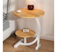C-Shaped Metal Frame Side Table - 2-Tier Round Coffee Table with Storage for Living Room or Bedroom - Easy Assembly, Modern Design, Compact & Versatile