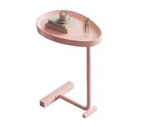 C Shaped Pink Side Table Oval Egg Design Small Bedside & Sofa Table for Living Room & Bedroom Modern Accent Furniture Space Saving End Table