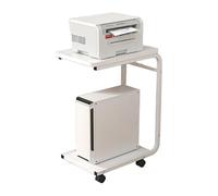 C-Shaped Printer Stand with Storage Bag, Rolling Office Furniture for Documents & Files, 46 * 30 * 62cm, White - Ideal for Home & Office nization