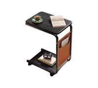 C-Shaped Rolling Coffee Table - Double Layer Mobile Side for Sofa, Living Room, ghtstands & Small Spaces Modern Furture Home Decor