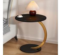 C-Shaped Rolling Side Table - Vintage White Laptop Bed Table, Coffee & End Table for Office, Living Room, Bedroom - Versatile Accent Table on Wheels