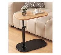 C Shaped Side Table - Adjustable Height, 360° Swivel for Living Room and Bedroom, Black Walnut Finish