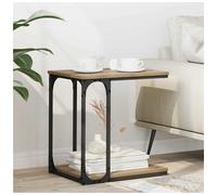 C-Shaped Side Table Artisan Oak 50x35x52cm Engineered Wood Steel Shelf Storage.
