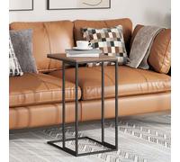 C-Shaped Side Table Black/Brown 40x30x59cm Engineered Wood & Iron Accent Modern