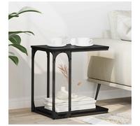 C-Shaped Side Table Black Oak 50x35x52cm Engineered Wood Steel Legs With 1 Shelf