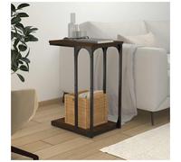 C-Shaped Side Table Brown Oak 40x30x60cm Engineered Wood Mini 1 Shelf Steel Legs