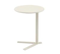 C Shaped Side Table for Couch, Round Snack Table with Metal Frame, Coffee Table that Slides Under Sofa for Living Room, Bedroom, Office - White, 27.2in Height