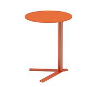 C Shaped Side Table for Couch, Round Snack Table with Metal Frame, Coffee Table that Slides Under Sofa, Perfect for Living Room, Bedroom, Balcony, Office - Orange, 27.2in Height