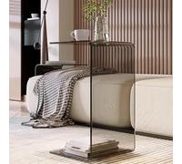 C Shaped Side Table for Living Room and Bedroom, Acrylic Coffee Table for Under Sofa, Space Saving Nightstand for Office