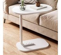 C-Shaped Side Table, Modern End Table for Couch and Sofa, Snack Table with Metal Frame Base for Bedroom and Living Room Small Spaces