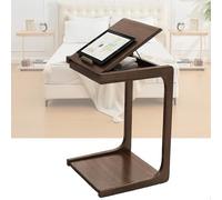 C Shaped Side Table - Narrow End Table for Small Spaces, Adjustable Desktop, 360° Lockable Casters, Perfect for Sofa & Couch