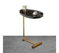 C Shaped Side Table Slim Metal Frame Coffee & Tea Tray Small TV Table Rustic Snack Table Slide Under Couch Perfect for Living Room & Bedroom Use