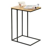 C Shaped Side Table Slim Sofa End Table For Small Spaces Laptop Coffee And Snack Table Light Oak Wood Look Frame
