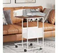 vidaXL Side Table with Wheels White 55x36x63.5 cm Engineered Wood