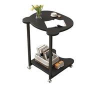 C Shaped Side Table With Four 360° Universal Casters, C Table End Table With Two Tops, In The Shape Of A Little Bear, Two 60cm Iron Support Rods, Only 0.08㎡ Of Floor Space, White Black(B)