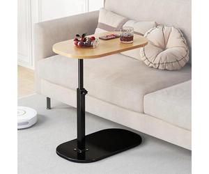 C Shaped Side Table with Swivel Wheels, Adjustable Rolling Tray for Over Bedside Use - Ideal for Laptop, Reading, Eating