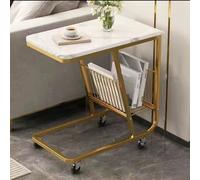 C Shaped Side Table with Universal Wheels - Narrow Snack Table for Small Spaces, Ideal for Living Room, Bedroom, Office - Versatile Couch Coffee Table