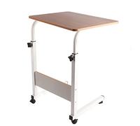 C Shaped Side Table with Wheels, Adjustable Bedside Table for Couch, Small Laptop Desk on Metal Frame for Home Office