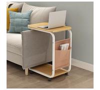 C-Shaped Side Table with Wheels, Rolling Sofa End Table, Laptop Table, Single Small Workbench for Bedroom, Living Room, 2-Tier Open Storage Shelf, 45×30×65cm (Color : White, Size : 45x30x65cm)
