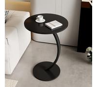 C Shaped Small Side Table 40cm Round End Table for Living Room Bedroom & Office Slim Wooden Coffee Table Easy Assembly Wipe Clean Black Finish