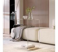 C Shaped Sofa Side Table for Living Room and Bedroom Small Coffee Table Bedside Nightstand and Laptop End Table Acrylic Material Modern Design