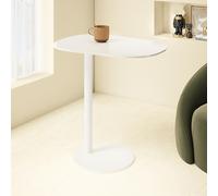 C-shaped Sofa Side Table, Metal End Table Accent Small Coffee Table for Small Space, Compact Bedside Table with Round Corners & Non-slip Pads for Living Room Bedroom (50x35x50cm(20x14x20inch