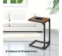 C-Shaped Sofa Table, End Table with Metal Frame, Side Table for Living Room