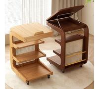 C Side Table with Wheels - 3-Tier Adjustable End Table Versatile Storage Rack for Living Room & Bedroom Compact & Stylish Design Perfect for Small Spaces