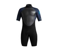 2023 C-Skins Mens Element 2 3/2mm Back Zip Shorty Wetsuit - Black Slate Cyan - Breathable - Xtend neoprene upper body - C-Skins Mens Wetsuit - 3XL
