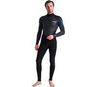 C-Skins 2023 Mens Element 3/2mm Back Zip Wetsuit - Black Anthracite Cyan - Breathable - Xtend neoprene upper body Mens Wetsuit - LS