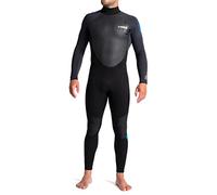 C-Skins 2023 Mens Element 3/2mm Back Zip Wetsuit - Black Anthracite Cyan - Breathable - Xtend neoprene upper body Mens Wetsuit - XL