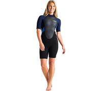 C-Skins 2023 Womens Element 3/2mm Back Zip Shorty Wetsuit - Black Slate Azure Blue - Breathable - Xtend neoprene