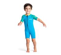 C-Skins 2025 Junior C-KID 3/2mm Front Zip Shorty Wetsuit - Cyan/Green/Aurora Yellow