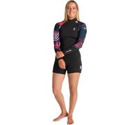 C-Skins 2025 Womens NuWave Solace Lite 2/2mm Back Zip Springsuit Wetsuit - Black/Tropical